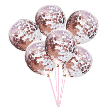 Load image into Gallery viewer, 100pcs Confetti Balloon 12-Inch Paper Scrap Balloon round Sequin Balloon Transparent Rose Gold Paper Scrap Latex Ball
