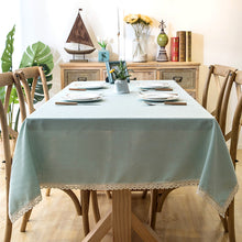 Load image into Gallery viewer, Waterproof  Tablecloth Solid Color Imitation Cotton and Linen Tassel Lace Geometry Rectangle Table Cloth
