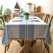 Load image into Gallery viewer, Jacquard Imitation Cotton and Linen Embroidery Tassel Tablecloth Lace Geometry Rectangle Table Cloth
