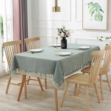 Load image into Gallery viewer, Solid Color Tassel Tablecloth Cotton Rectangular Coffee Table Cloth Household Cotton Linen Tablecloths Table Runners
