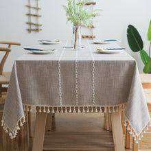 Load image into Gallery viewer, Tassel Embroidered Cotton Linen Tablecloth Cloth Rectangular Table Cloth
