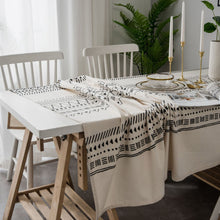 Load image into Gallery viewer, INS Style Cotton Linen Tablecloth Ethnic Style Bohemian Black and White Printed Dining Room Table Cloth Book Tablecloth
