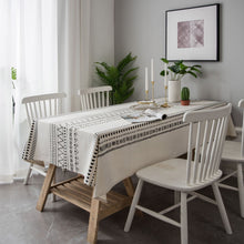 Load image into Gallery viewer, INS Style Cotton Linen Tablecloth Ethnic Style Bohemian Black and White Printed Dining Room Table Cloth Book Tablecloth
