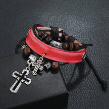 Load image into Gallery viewer, Personalized Beaded Multi-Layer Cattle Leather Bracelet Simple European and American Style Vintage Ornament Couple Leather Bracelet
