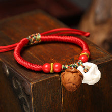 Load image into Gallery viewer, Baby Baby Red Rope Walnut Carved Cabas Pig Auditory ossicle Bracelet Red Rope Bracelet
