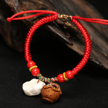 Load image into Gallery viewer, Baby Baby Red Rope Walnut Carved Cabas Pig Auditory ossicle Bracelet Red Rope Bracelet

