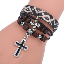 Load image into Gallery viewer, Personalized Beaded Multi-Layer Cattle Leather Bracelet Simple European and American Style Vintage Ornament Couple Leather Bracelet

