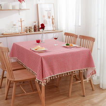 Load image into Gallery viewer, Tablecloth Cotton Linen Fresh Literature and Art Plaid Rectangular Red Table Cloth
