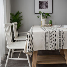 Load image into Gallery viewer, INS Style Cotton Linen Tablecloth Ethnic Style Bohemian Black and White Printed Dining Room Table Cloth Book Tablecloth
