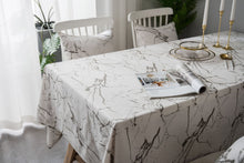 Load image into Gallery viewer, White Tablecloth Marbling Printed Cotton Linen Dustproof Table Cloth
