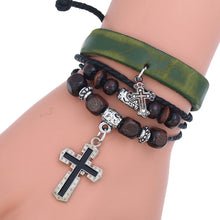 Load image into Gallery viewer, Personalized Beaded Multi-Layer Cattle Leather Bracelet Simple European and American Style Vintage Ornament Couple Leather Bracelet
