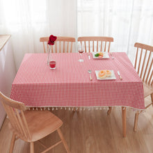 Load image into Gallery viewer, Tablecloth Cotton Linen Fresh Literature and Art Plaid Rectangular Red Table Cloth
