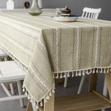 Load image into Gallery viewer, Solid Color Tablecloth Hollow Tablecloth Long Striped Jacquard Cotton Linen Table Cloth
