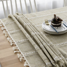 Load image into Gallery viewer, Solid Color Tablecloth Hollow Tablecloth Long Striped Jacquard Cotton Linen Table Cloth
