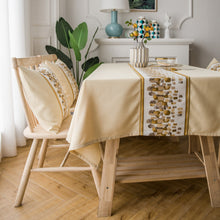 Load image into Gallery viewer, 4-Color Waterproof Jacquard Tablecloth Solid Color Imitation Cotton Linen Plain Tablecloth
