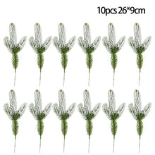 Load image into Gallery viewer, 10pc Christmas Tree Branch Christmas Decor Mini Artificial Pine Needles Garland Fake Plant DIY Xmas Festival Party home Supplies
