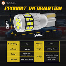 Load image into Gallery viewer, 10pcs 12V 24V LED T10 W5W 194 168 Car Truck Signal Lights Canbus 2016SMD No Error Side Parking DRL Lamps Dome Reading Bulb Diode
