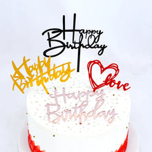 Load image into Gallery viewer, 10pcs Multiple Styles Happy Birthday Cake Topper black Gold Cake Toppers Baby Shower Cake Birthday Party Cake Flag Decorations

