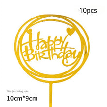 Load image into Gallery viewer, 10pcs Multiple Styles Happy Birthday Cake Topper black Gold Cake Toppers Baby Shower Cake Birthday Party Cake Flag Decorations
