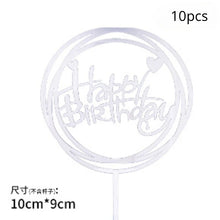 Load image into Gallery viewer, 10pcs Multiple Styles Happy Birthday Cake Topper black Gold Cake Toppers Baby Shower Cake Birthday Party Cake Flag Decorations

