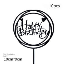 Load image into Gallery viewer, 10pcs Multiple Styles Happy Birthday Cake Topper black Gold Cake Toppers Baby Shower Cake Birthday Party Cake Flag Decorations
