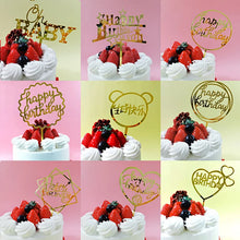 Load image into Gallery viewer, 10pcs Multiple Styles Happy Birthday Cake Topper black Gold Cake Toppers Baby Shower Cake Birthday Party Cake Flag Decorations

