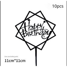 Load image into Gallery viewer, 10pcs Multiple Styles Happy Birthday Cake Topper black Gold Cake Toppers Baby Shower Cake Birthday Party Cake Flag Decorations
