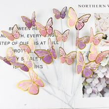 Load image into Gallery viewer, 10pcs Stamping Gold Pink Butterfly Cake Toppers Princess Girl Wedding Happy Birthday Party Decor Dessert Cake Decor Butterfly
