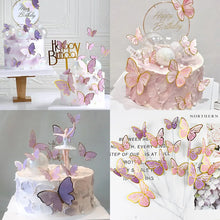 Load image into Gallery viewer, 10pcs Stamping Gold Pink Butterfly Cake Toppers Princess Girl Wedding Happy Birthday Party Decor Dessert Cake Decor Butterfly
