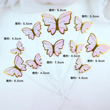 Load image into Gallery viewer, 10pcs Stamping Gold Pink Butterfly Cake Toppers Princess Girl Wedding Happy Birthday Party Decor Dessert Cake Decor Butterfly
