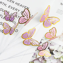 Load image into Gallery viewer, 10pcs Stamping Gold Pink Butterfly Cake Toppers Princess Girl Wedding Happy Birthday Party Decor Dessert Cake Decor Butterfly
