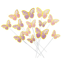 Load image into Gallery viewer, 10pcs Stamping Gold Pink Butterfly Cake Toppers Princess Girl Wedding Happy Birthday Party Decor Dessert Cake Decor Butterfly
