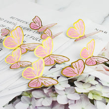 Load image into Gallery viewer, 10pcs Stamping Gold Pink Butterfly Cake Toppers Princess Girl Wedding Happy Birthday Party Decor Dessert Cake Decor Butterfly
