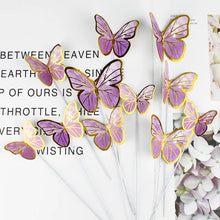 Load image into Gallery viewer, 10pcs Stamping Gold Pink Butterfly Cake Toppers Princess Girl Wedding Happy Birthday Party Decor Dessert Cake Decor Butterfly
