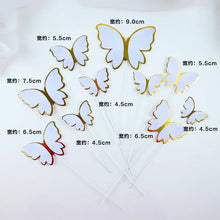 Load image into Gallery viewer, 10pcs Stamping Gold Pink Butterfly Cake Toppers Princess Girl Wedding Happy Birthday Party Decor Dessert Cake Decor Butterfly
