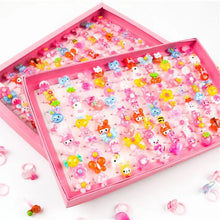 Load image into Gallery viewer, 10pcs/lot Children's Cartoon Rings Candy Flower Animal Bow Shape Ring Set Mix Finger Jewellery Rings Kid Girls Toys

