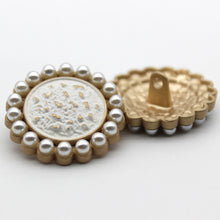 Load image into Gallery viewer, 5pcs/set Metal Button Pearl Square Buckle French Sweater Coat Decoration Button
