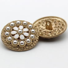Load image into Gallery viewer, 5pcs/set Metal Button Pearl Square Buckle French Sweater Coat Decoration Button
