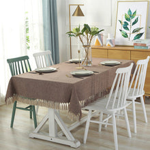 Load image into Gallery viewer, Solid Color Tassel Tablecloth Cotton Rectangular Coffee Table Cloth Household Cotton Linen Tablecloths Table Runners
