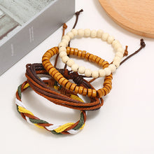 Load image into Gallery viewer, Bracelet Vintage Hand-Woven DIY Four-Piece Set Cattle Leather Bracelet Simple Hemp Rope Carrying Strap
