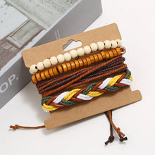 Load image into Gallery viewer, Bracelet Vintage Hand-Woven DIY Four-Piece Set Cattle Leather Bracelet Simple Hemp Rope Carrying Strap
