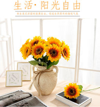 Load image into Gallery viewer, 5pcs Sunflower fake flower single branch large flower head home living room decorative flower artificial sunflower wedding dance props fake flower
