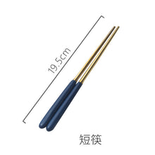 Load image into Gallery viewer, Ceramic Fruit Fork Coffee Spoon Stainless Steel Tableware Moon Cake Knife Fork Dark Green Steak Knife, Fork and Spoon
