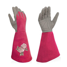 Load image into Gallery viewer, Professional Garden Leather Gloves Garden Rose Pruning Stab-Resistant Long Sleeve Printed Gardening Gloves
