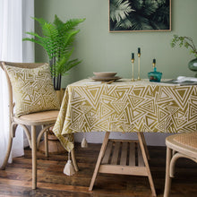 Load image into Gallery viewer, Tassel Jacquard  Yellow Tablecloth Dining Table Cloth Rectangular Square
