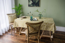 Load image into Gallery viewer, Tassel Jacquard  Yellow Tablecloth Dining Table Cloth Rectangular Square
