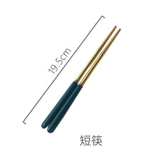 Load image into Gallery viewer, Ceramic Fruit Fork Coffee Spoon Stainless Steel Tableware Moon Cake Knife Fork Dark Green Steak Knife, Fork and Spoon

