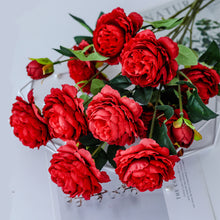 Load image into Gallery viewer, 6pcs Simulation 3 Fork Peony Artificial Flowers Home Decorations Bedroom Fake Flowers
