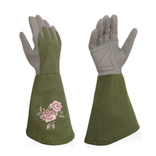 Load image into Gallery viewer, Professional Garden Leather Gloves Garden Rose Pruning Stab-Resistant Long Sleeve Printed Gardening Gloves
