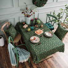 Load image into Gallery viewer, Christmas Festival Cotton Linen Table Cloth Green Gilding Tablecloth Wind Chimes Japanese Printing Rectangular Tablecloth
